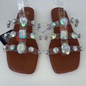 Nannette White and Brown Sandals with Elegant Turquoise Accents